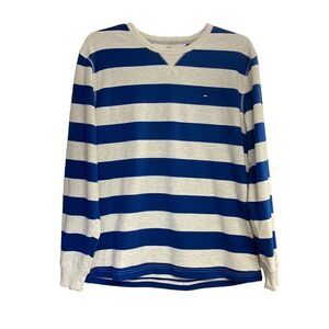 Tommy Hilfiger Men’s Crew Neck Striped Pullover Sweater Blue Gray‎ Size Large